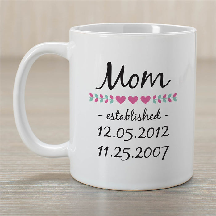 Mom Est. Coffee Mug - Personalized Gift for New Moms - Way Up Gifts