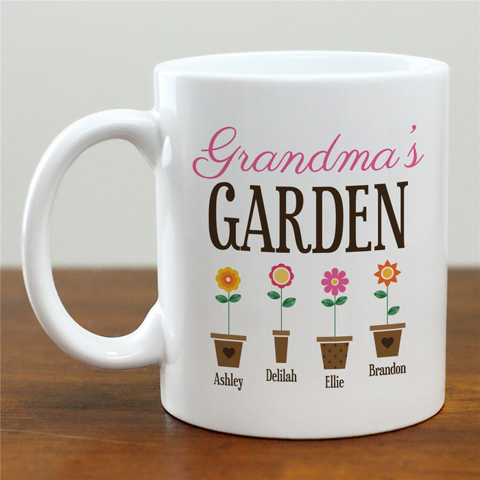 Grandma's Garden Flower Pots Mug - Personalized Flower Pot Design Mug for Grandma - Way Up Gifts