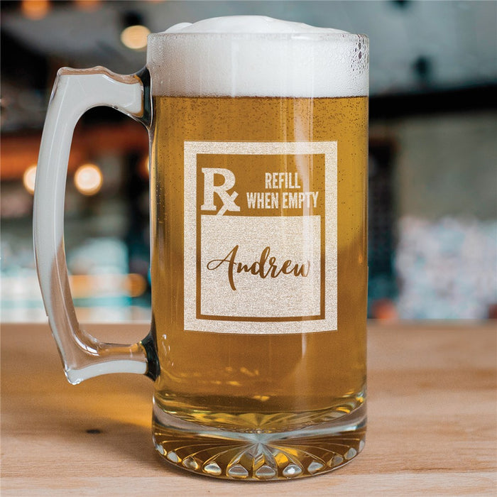 Engraved Prescription Rx Beer Mug - Way Up Gifts