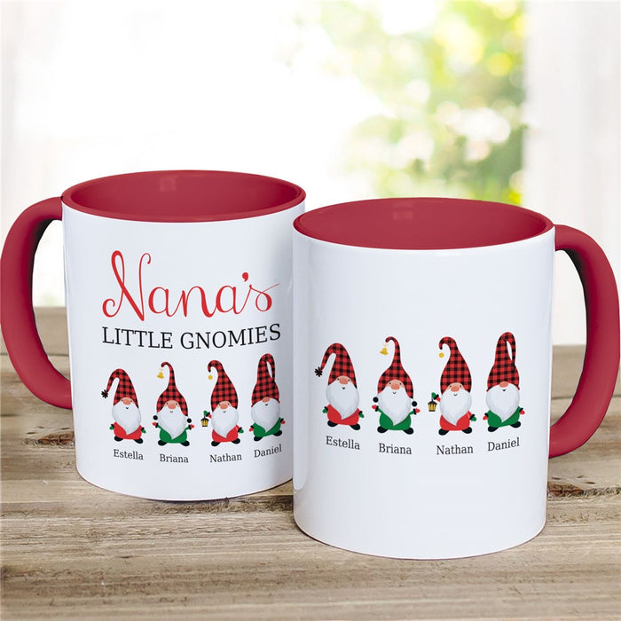 Plaid Gnomies Mug - Personalized Holiday Gnome Coffee Mug - Way Up Gifts