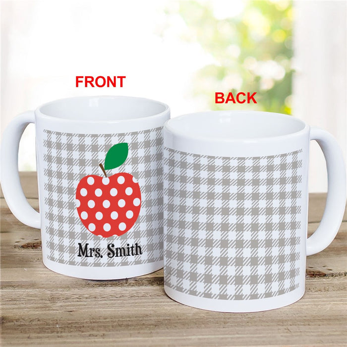 Polka Dot Apple Coffee Mug - Personalized Teacher Appreciation Mug - Way Up Gifts