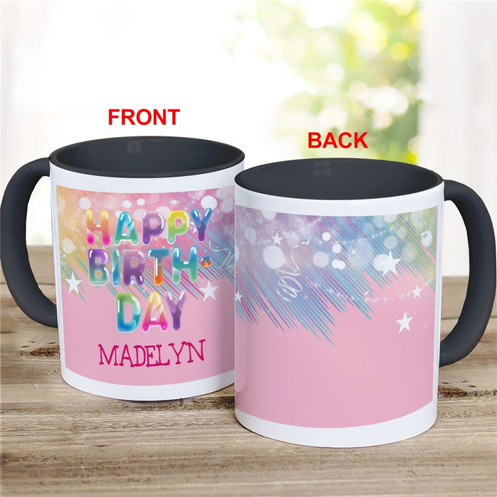 Colorful Happy Birthday Bubble Letters Coffee Mug - Fun Birthday Mug with Name - Way Up Gifts