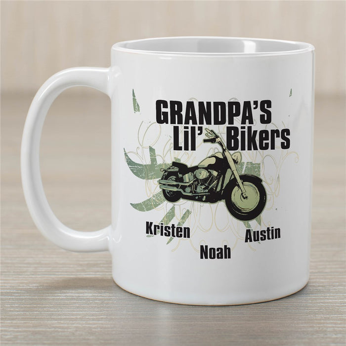 Lil Bikers Ceramic Coffee Mug - Personalized Mug for Grandpas Who Love Biking - Way Up Gifts