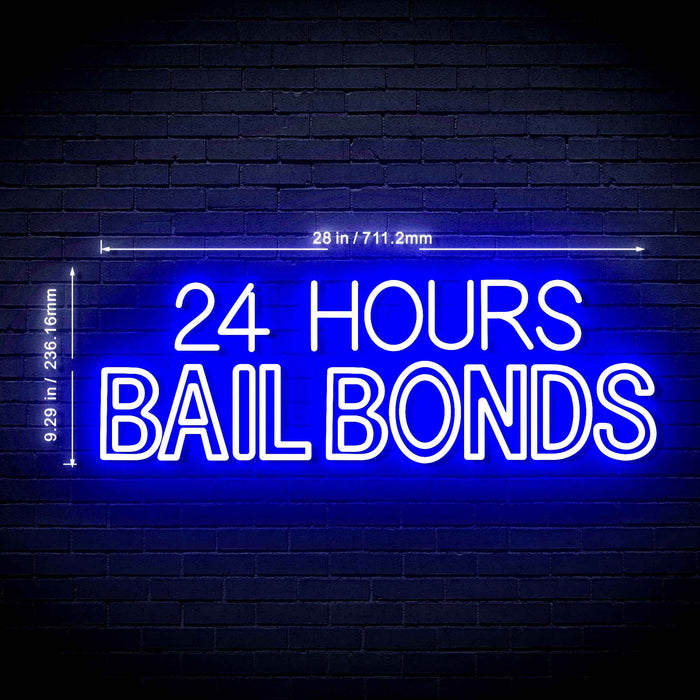 24 Hours Bail Bonds Ultra-Bright LED Sign with Remote (Neon-Style, LED Technology) - Way Up Gifts