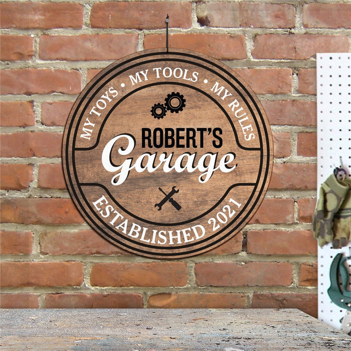 Personalized Garage Wall Sign- Custom Workshop or Mechanic Shop Decor - Way Up Gifts