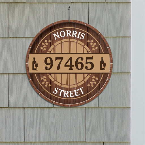 Personalized Wine Barrel Address Wall Sign- Custom Rustic Vineyard-Inspired Decor - Way Up Gifts