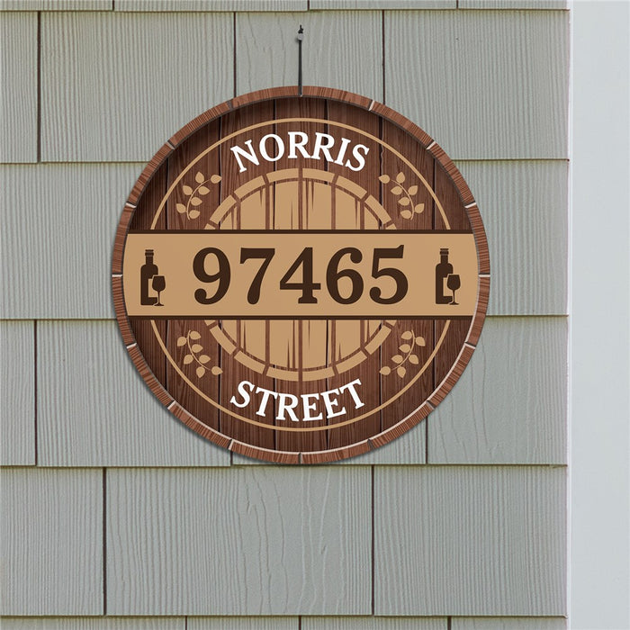 Personalized Wine Barrel Address Wall Sign- Custom Rustic Vineyard-Inspired Decor - Way Up Gifts