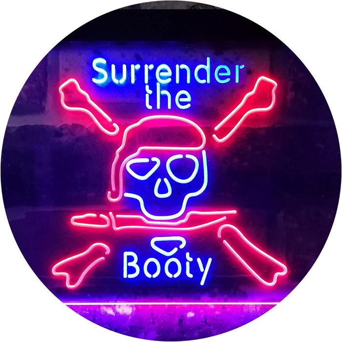 Pirate Skull Surrender The Booty LED Light Sign - Way Up Gifts