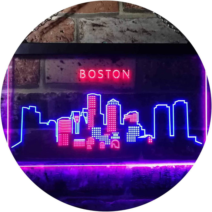 Boston City Skyline LED Light Sign - Way Up Gifts