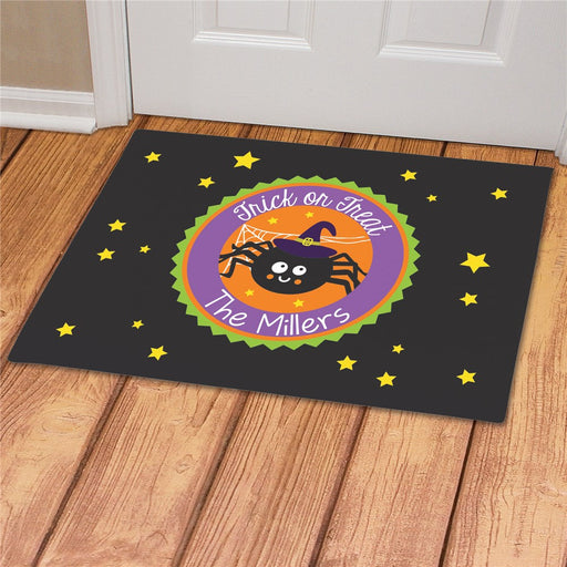 Spider Trick or Treat Personalized Doormat - Custom Halloween Mat - Way Up Gifts