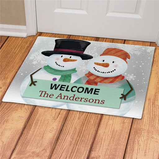 Snowmen Personalized Doormat - Custom Winter Family Entry Mat - Way Up Gifts
