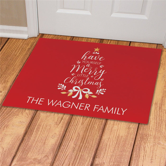 Merry Little Christmas Personalized Doormat - Custom Holiday Entry Mat - Way Up Gifts