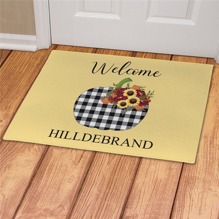 Buffalo Pumpkin Personalized Doormat - Custom Fall Entry Mat - Way Up Gifts