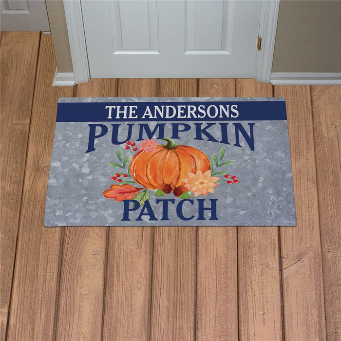 Watercolor Flowers & Pumpkin Personalized Doormat - Custom Fall Entry Mat - Way Up Gifts