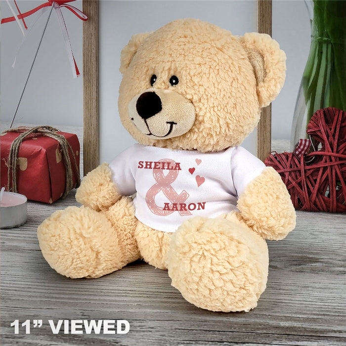 Romantic Couple's Teddy Bear - Personalized Shirt with Couple's Names - Way Up Gifts