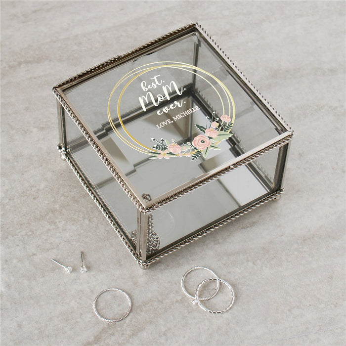 Personalized Best Mom Ever Glass Jewelry Box - Custom Gift for Mom - Way Up Gifts