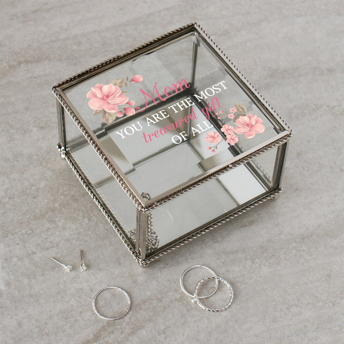 Most Treasured Gift Glass Jewelry Box - Gift for Mom - Way Up Gifts