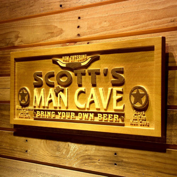 Personalized Man Cave Custom Wood Sign 3D Engraved Wall Plaque - Way Up Gifts
