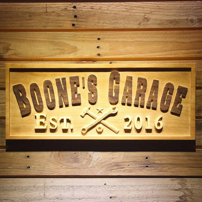 Personalized Work Shop Tools Garage Custom Wood Sign 3D Engraved Wall Plaque - Way Up Gifts