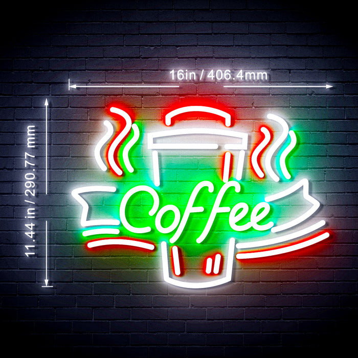 Coffee Cup Shop Display 3-Color Flex Silicone LED Sign (Neon-Style, LED Technology) - Way Up Gifts