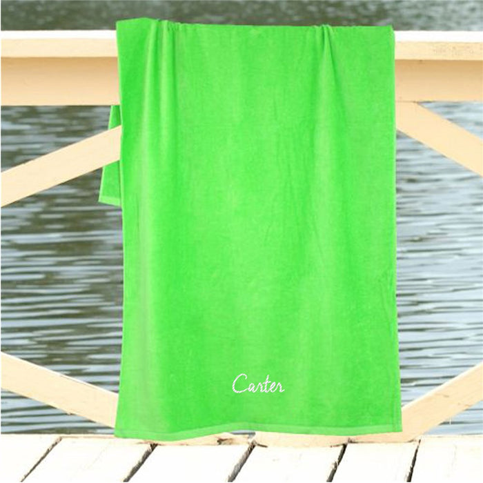 Script Font Custom Name Embroidered Beach Towel - Way Up Gifts