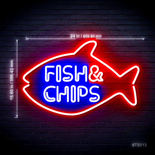 Seafood Fish & Chips Ultra-Bright LED Sign with Remote (Neon-Style, LED Technology) - Way Up Gifts