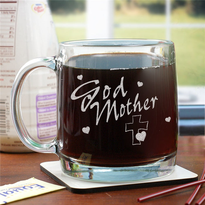 Engraved Godmother Glass Mug - Custom Mug for Godmother Gift - Way Up Gifts