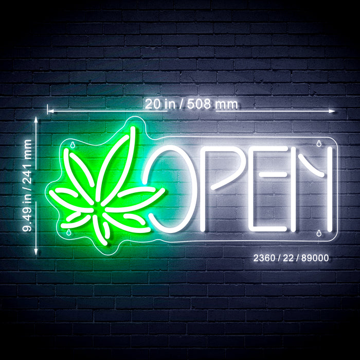Open Hemp Leaf Marijuana Dispensary Ultra-Bright LED Sign with Remote (Neon-Style, LED Technology) - Way Up Gifts