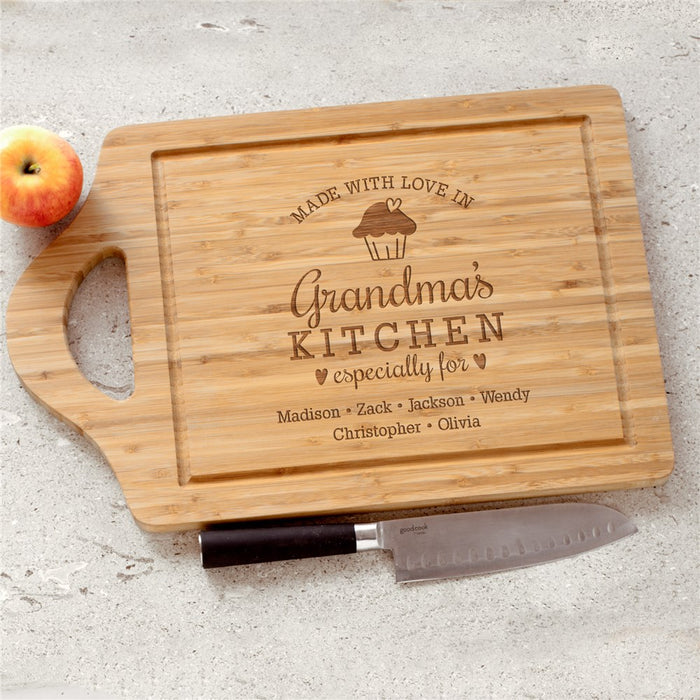Engraved Grandma's Kitchen Cutting Board - Made With Love Cupcake Design - Way Up Gifts