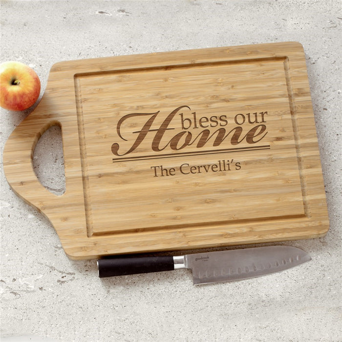 Engraved "Bless Our Home" Cheese Carving Board - Personalized Kitchen Gift - Way Up Gifts