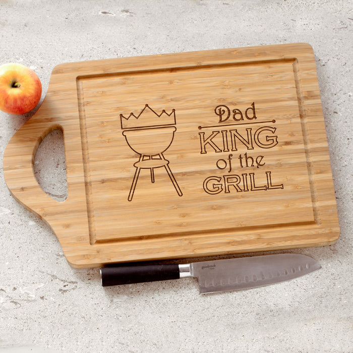 Personalized King of the Grill Cutting Board - BBQ Master Bamboo Board - Way Up Gifts