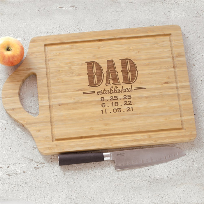 Personalized Established Dad Cutting Board - BBQ Handle Board for Fathers - Way Up Gifts