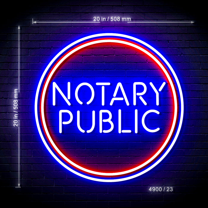 20" Round Notary Public Ultra-Bright LED Sign with Remote (Neon-Style, LED Technology) - Way Up Gifts