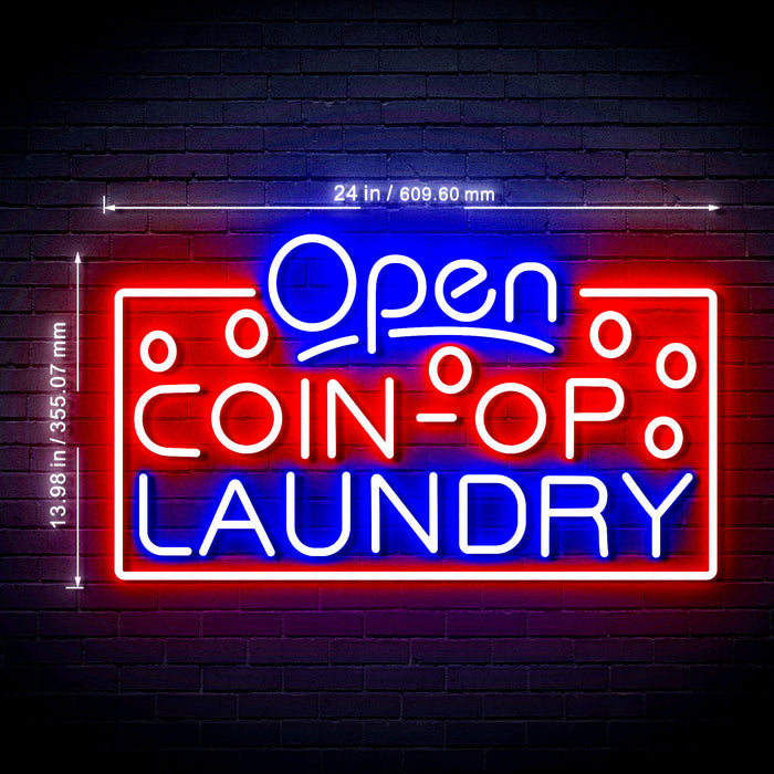 Laundromat Open Coin Operated Laundry Ultra-Bright LED Sign with Remote (Neon-Style, LED Technology) - Way Up Gifts