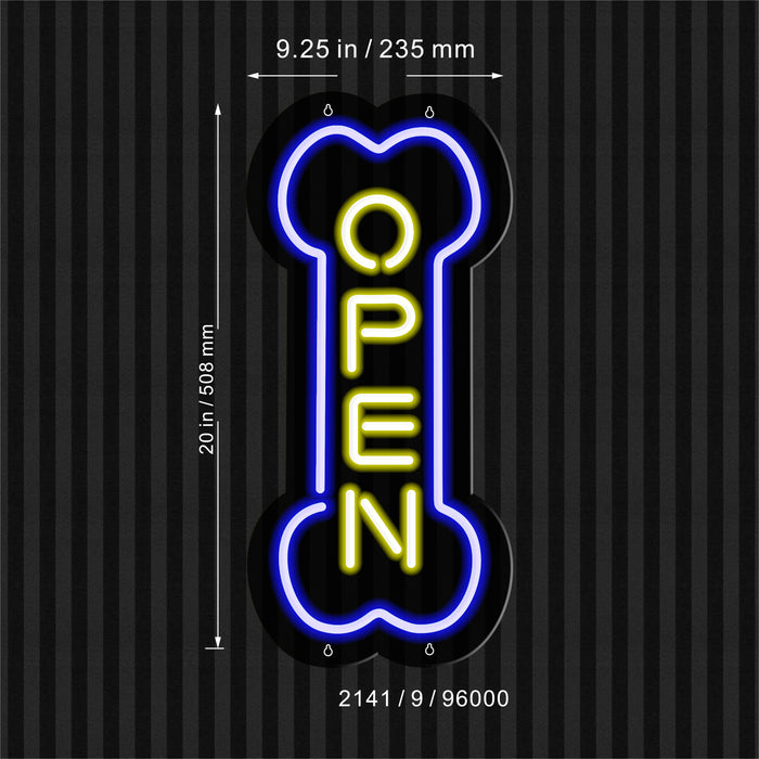 Vertical Open Dog Bone Grooming Pet Shop Ultra-Bright LED Sign with Remote (Neon-Style, LED Technology) - Way Up Gifts