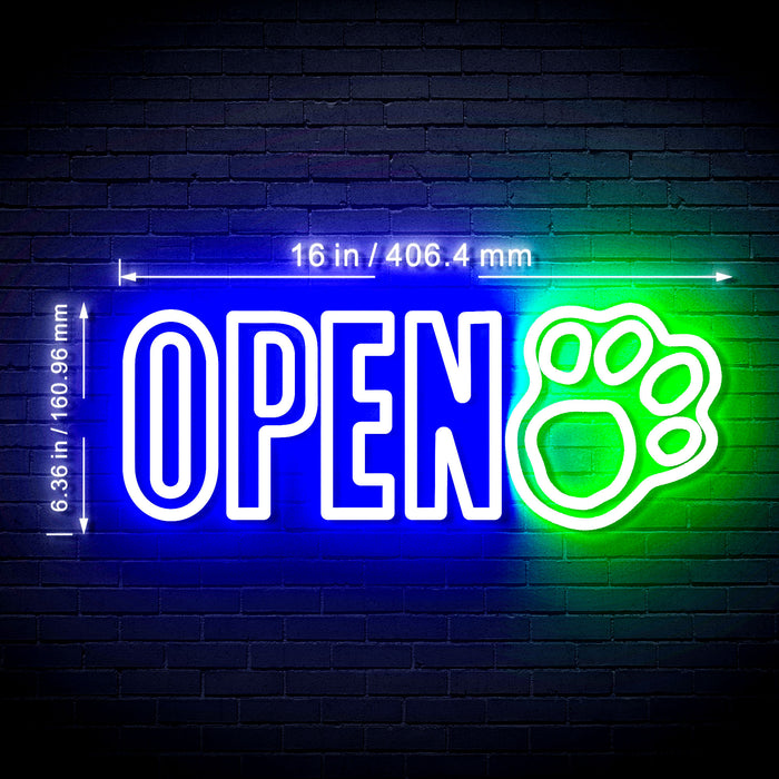 Open Paw Print Dog Grooming Flex Silicone LED Sign (Neon-Style, LED Technology) - Way Up Gifts