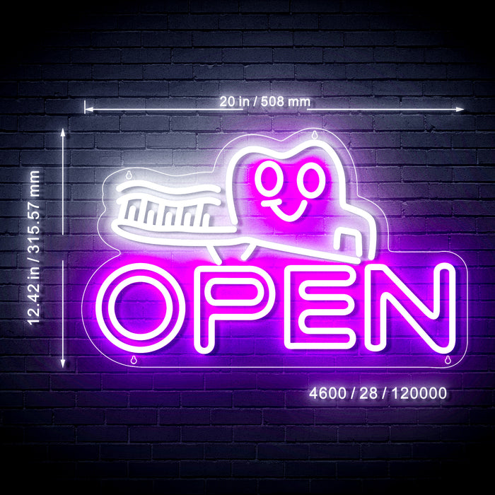 Open Toothbrush Dentist Ultra-Bright LED Sign with Remote (Neon-Style, LED Technology) - Way Up Gifts