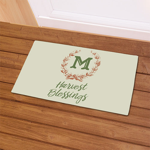 Harvest Blessings Personalized Doormat - Custom Thanksgiving Entry Mat - Way Up Gifts