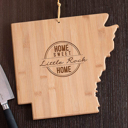Personalized Arkansas State Cutting Board - Home Sweet Home Carving Board - Way Up Gifts