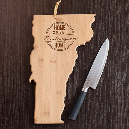 Personalized Vermont State Cutting Board - Home Sweet Home Kitchen Decor - Way Up Gifts