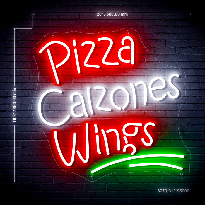 Pizza Calzones Wings Ultra-Bright LED Sign with Remote (Neon-Style, LED Technology) - Way Up Gifts