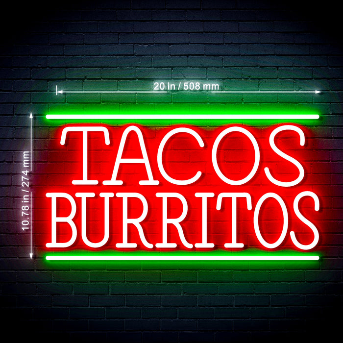 Mexican Tacos Burritos Ultra-Bright LED Sign with Remote (Neon-Style, LED Technology) - Way Up Gifts
