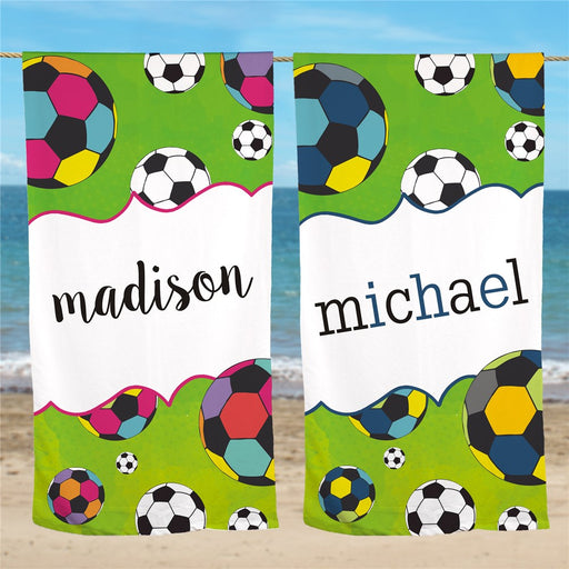 Sports Fan Custom Name Beach Towel for Kids - Way Up Gifts