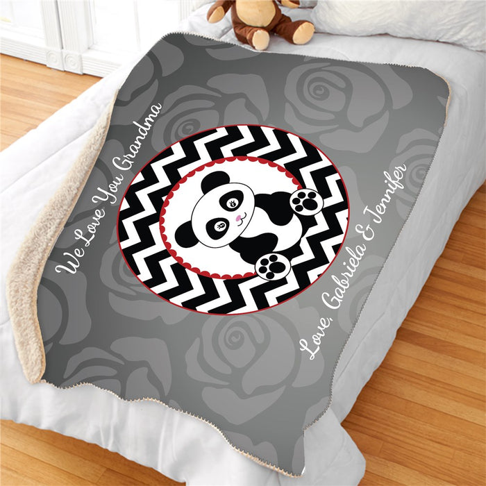 Personalized Love Panda Sherpa Blanket - Cute Panda Throw - Way Up Gifts