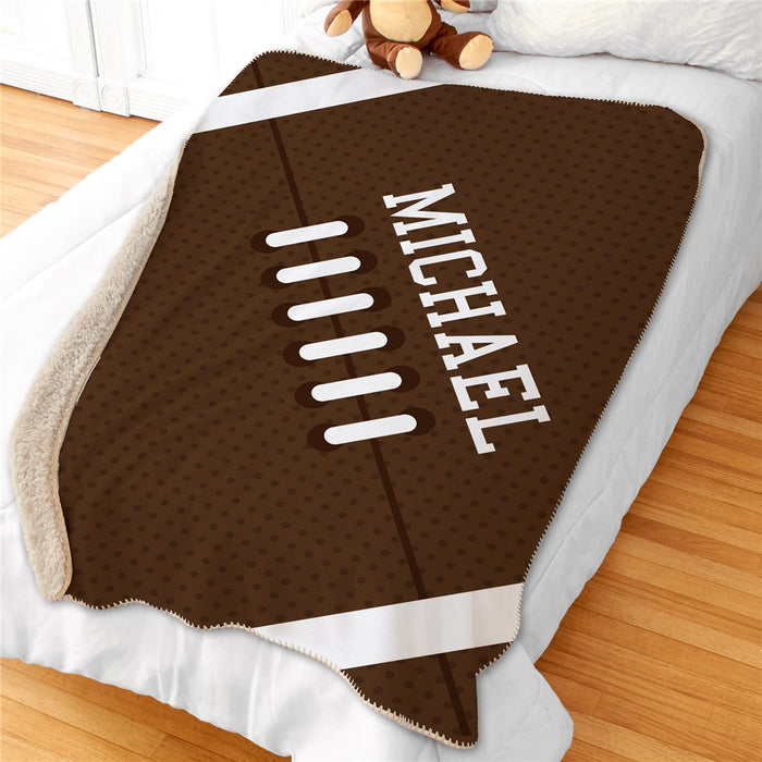 Personalized 50X60 Football Sherpa Blanket - Football Fan Personalized Throw - Sports Gift - Way Up Gifts