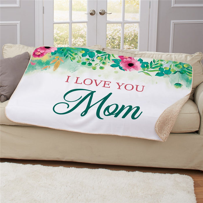 Personalized Floral Garden Sherpa Blanket - Garden Inspired Throw Blanket - Way Up Gifts