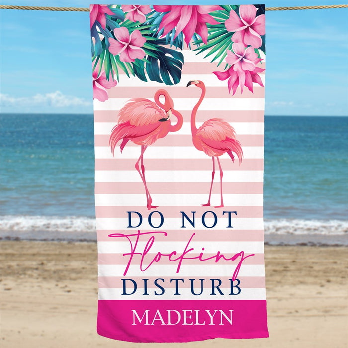 Funny Flamingo Do Not Disturb Custom Beach Towel - Way Up Gifts