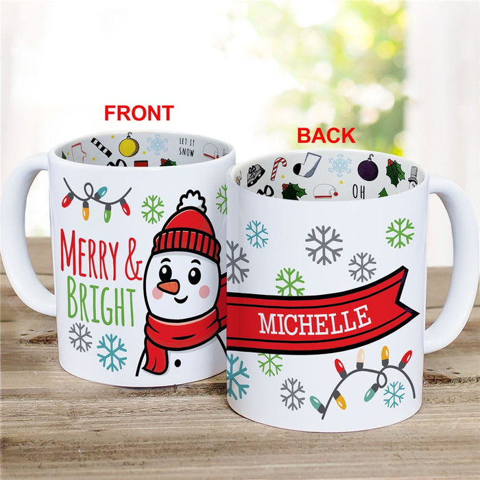 Snowman Christmas Mug - Personalized Holiday Hot Chocolate Mug - Way Up Gifts