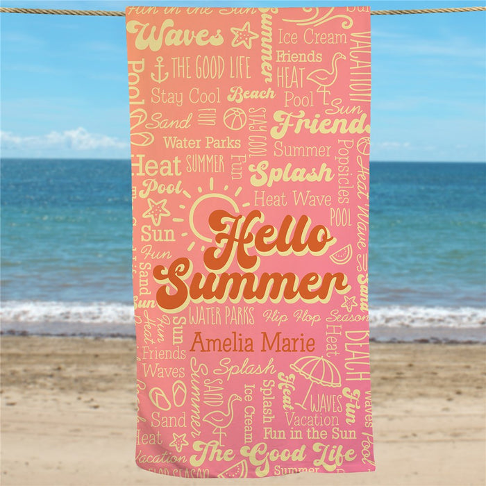 Groovy Hello Summer Beach Towel - Custom Vibes - Way Up Gifts