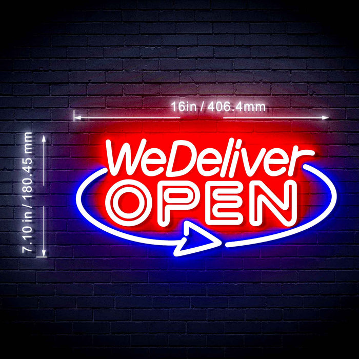 Open Delivery We Deliver Flex Silicone LED Sign (Neon-Style, LED Technology) - Way Up Gifts